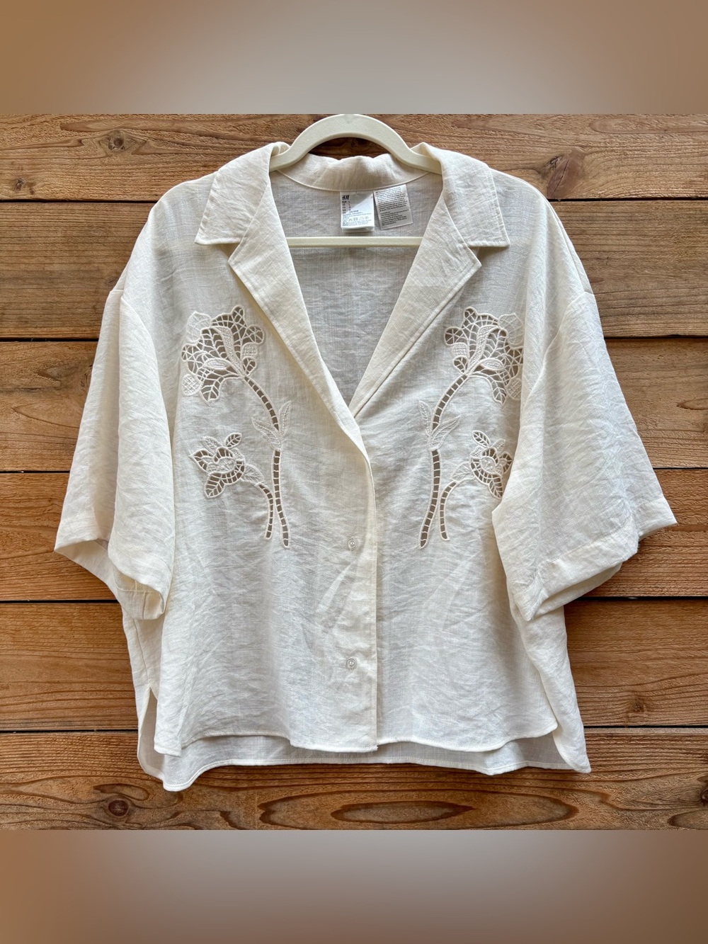 H&M Linen Button Down with Floral Details